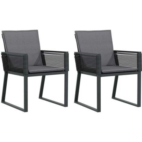 vidaXL Chaises de jardin avec coussins lot de 2 noir résine tressée