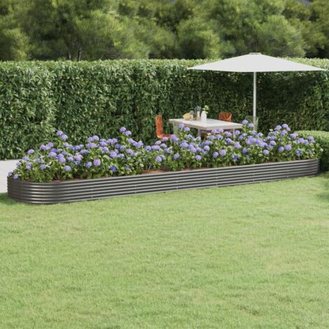 Lit surélevé de jardin Acier enduit de poudre 600x140x36cm gris (1/5)