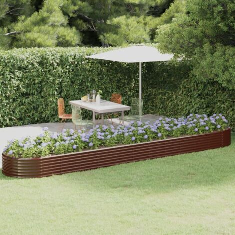 Lit surélevé de jardin Acier galvanisé marron vidaXL
