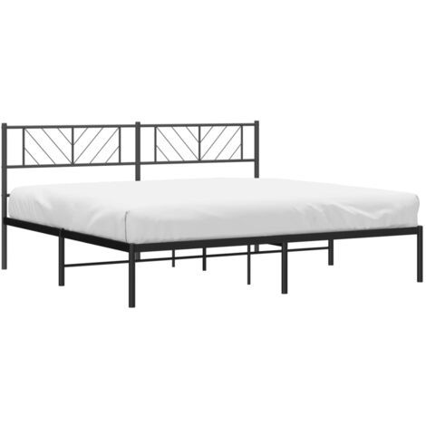 Cadre de lit métal sans matelas avec tête de lit noir 200x200cm vidaXL (1/5)