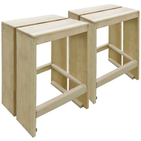 Tabourets de bar d'extérieur 2 pcs Pin imprégné (1/3)