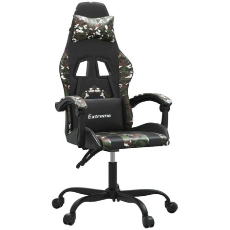 Chaise de jeu pivotante Noir et camouflage Similicuir vidaXL