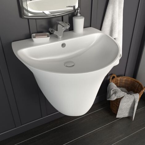 vidaXL Lavabo Blanc 56 x 48 x 42 cm Céramique Émaillée (1/5)