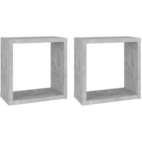 vidaXL Étagères cube murales 2 pcs Gris béton 30x15x30 cm (1/5)