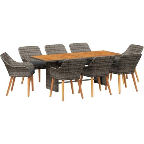 vidaXL Ensemble de salle à manger pour jardin 9 pcs Gris polyrotin
