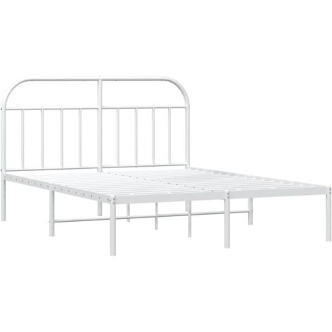 Cadre de lit métal sans matelas et tête de lit blanc 180x200 cm vidaXL (1/5)