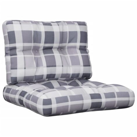 Coussins de palette lot de 2 motif à carreaux gris tissu vidaXL