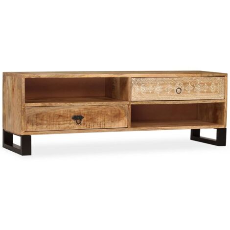 vidaXL Meuble TV Bois massif de manguier 120 x 30 x 40 cm (1/5)