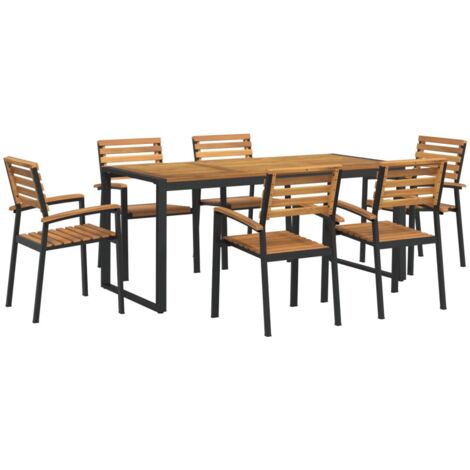 vidaXL Ensemble à manger de jardin 7 pcs bois d'acacia solide et métal