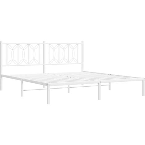 Cadre de lit métal sans matelas et tête de lit blanc 180x200 cm vidaXL (1/5)