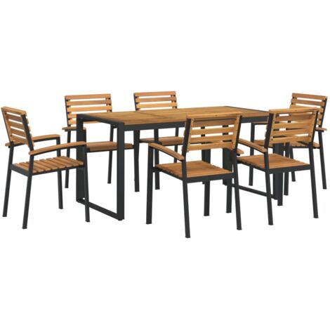 vidaXL Ensemble à manger de jardin 7 pcs bois d'acacia solide et métal
