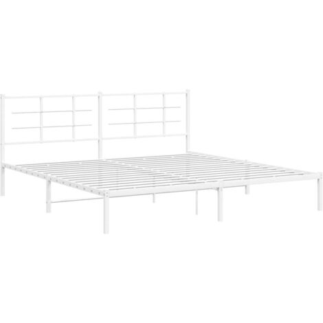 Cadre de lit métal sans matelas et tête de lit blanc 200x200 cm vidaXL (1/5)