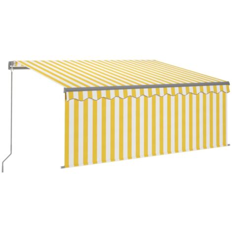 Auvent manuel rétractable avec store 3x2,5 m Jaune et blanc vidaXL