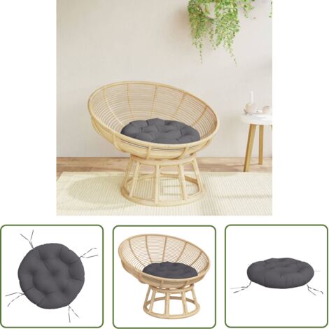 Coussin rond anthracite Ø 60 x11 cm tissu oxford (1/5)