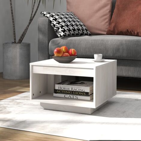 vidaXL Table basse blanc 50x50x33,5 cm bois de pin massif (1/5)