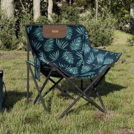 vidaXL Chaise de camping avec poche pliable lot de 2 motif de feuille (1/5)