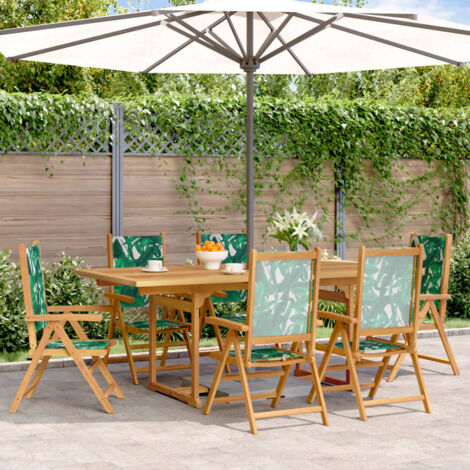 vidaXL Ensemble à manger de jardin 7 pcs motif de feuilles tissu bois (1/5)
