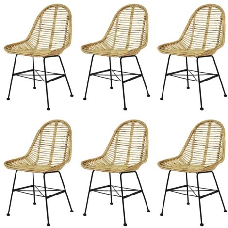 Chaises à manger lot de 6 rotin naturel vidaXL (1/5)