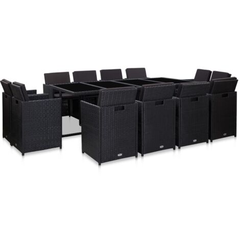 vidaXL Ensemble à manger d'extérieur 13 pcs coussins Résine tressée
