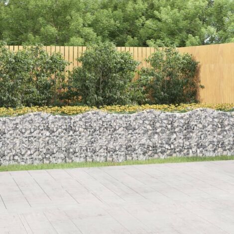 Lit surélevé à gabions arqué 600x100x100 cm Fer galvanisé vidaXL