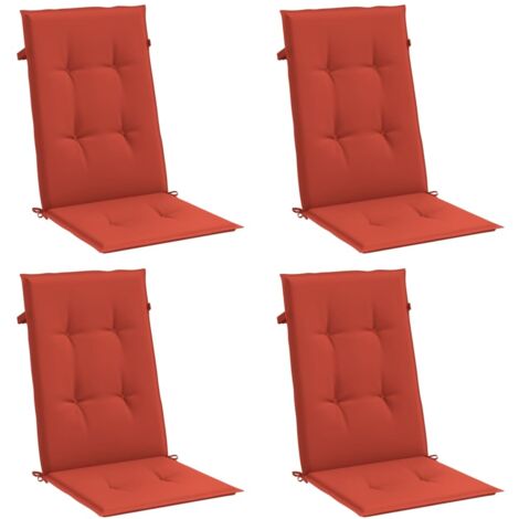 Coussins de chaise à dossier haut lot de 4 rouge mélangé tissu vidaXL