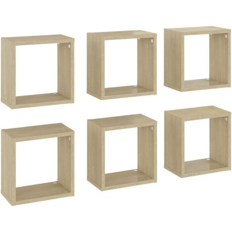 vidaXL Étagères cube murales 6 pcs Chêne sonoma 26x15x26 cm