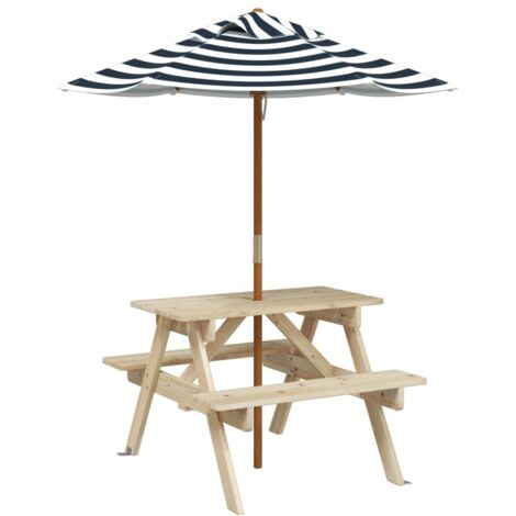 Table de pique-nique pour 4 enfants avec parasol bois de sapin vidaXL