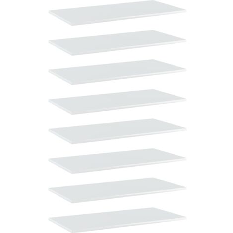 vidaXL Panneaux bibliothèque 8pcs Blanc brillant 80x40x1,5cm Aggloméré