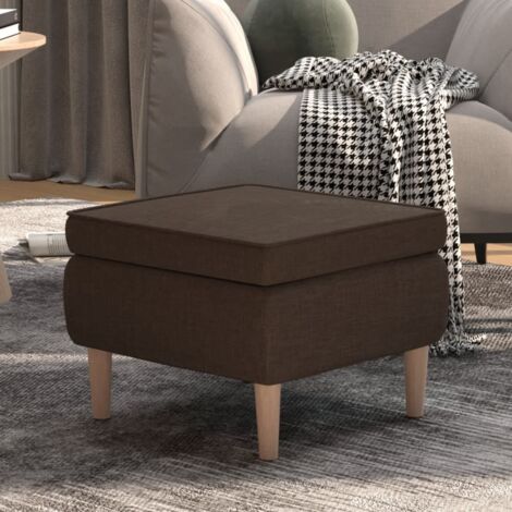 vidaXL Tabouret avec pieds en bois Marron foncé Tissu