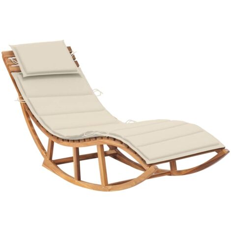 vidaXL Chaise longue à bascule avec coussin Bois de teck solide (1/5)