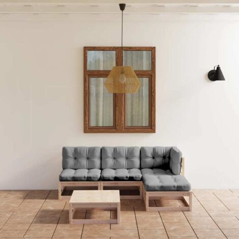 vidaXL Salon de jardin 5 pcs avec coussins Bois de pin massif (1/5)