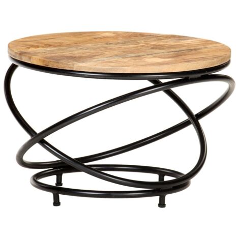 Table basse Noir 60x60x40 cm Bois massif de manguier brut vidaXL (1/5)