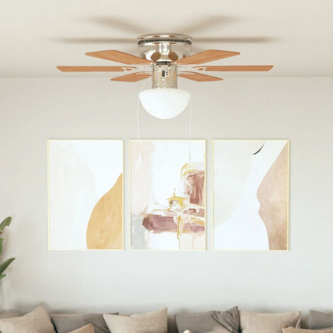 Ventilateur de plafond orné avec lumière 82 cm Marron clair vidaXL (1/5)