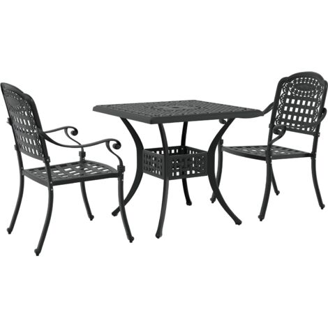 Ensemble de tables de jardin 3 pcs Noir Aluminium coulé vidaXL (1/5)