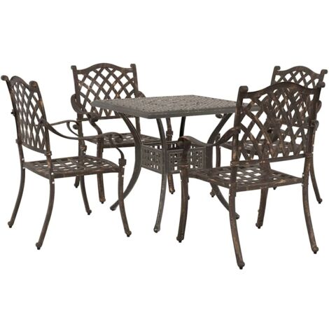 Ensemble de tables de jardin 5 pcs Bronze Aluminium coulé vidaXL (1/5)