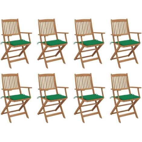 vidaXL Chaises pliables d'extérieur et coussins lot de 8 Bois d'acacia