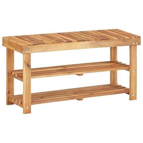 vidaXL Range-chaussures 90x32x46 cm Bois d'acacia massif (1/5)