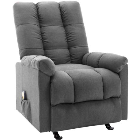 vidaXL Fauteuil de massage inclinable Gris clair Tissu (1/5)