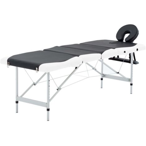 vidaXL Table de massage pliable 4 zones Aluminium Noir et blanc (1/5)