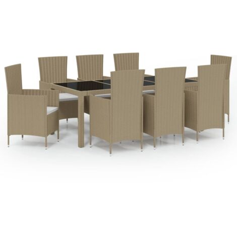 Ensemble à manger d'extérieur 9 pcs coussins Résine tressée vidaXL