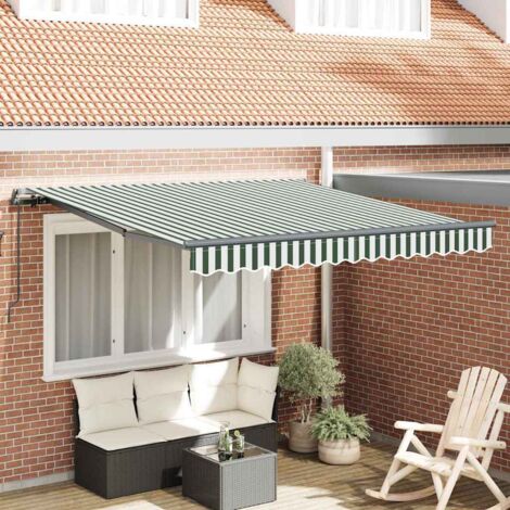 vidaXL Auvent rétractable Vert et blanc 300 x 250 cm