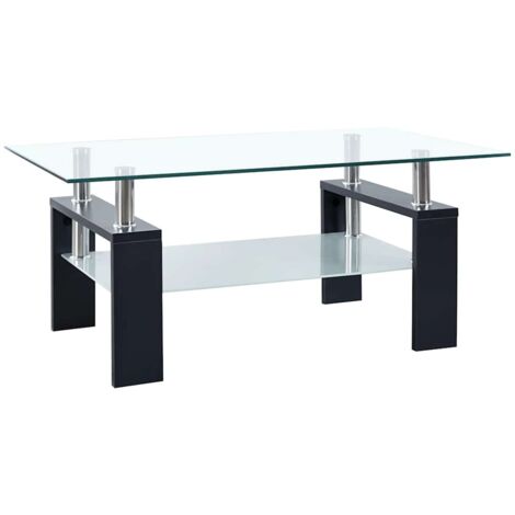 Table basse Noir et transparent 95x55x40 cm Verre trempé (1/5)