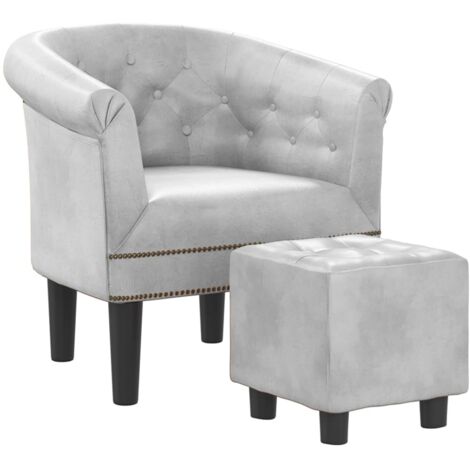Fauteuil avec repose-pied argenté similicuir vidaXL