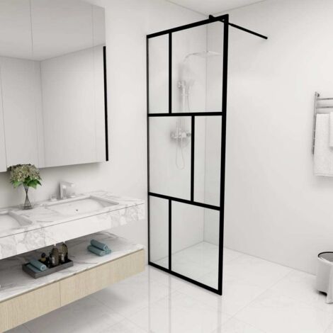 Vidaxl – Paroi de douche à l'italienne 80x195 cm – Verre trempé 5 mm – Structure en aluminium noir – Résistante aux éclaboussures