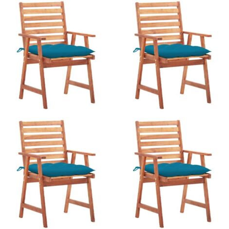 Lot de 4 Chaises Scandinave - Chaises de salle à manger de jardin avec coussins Acacia massif vidaXL (1/5)