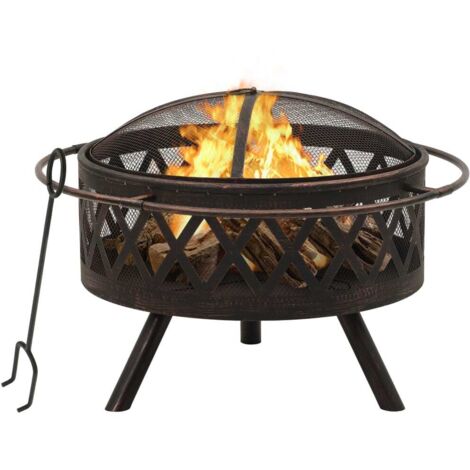 vidaXL Foyer rustique avec tisonnier 76 cm XXL Acier (1/5)