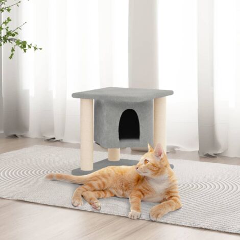 vidaXL Arbre à chat avec griffoirs en sisal Gris clair 37 cm (1/5)