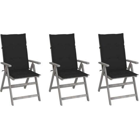 vidaXL Chaises inclinables de jardin lot de 3 et coussins Bois acacia