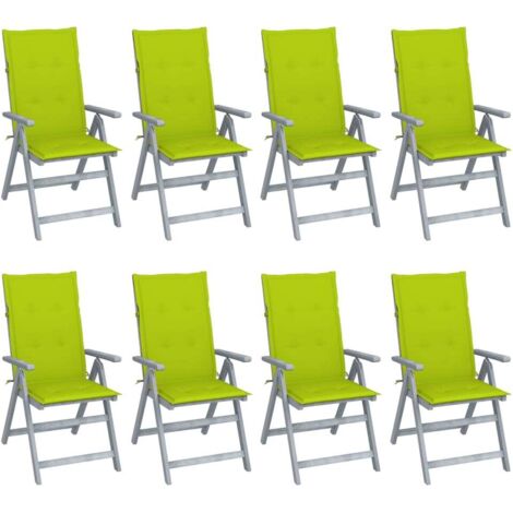 vidaXL Chaises inclinables de jardin et coussins lot de 8 Gris Acacia
