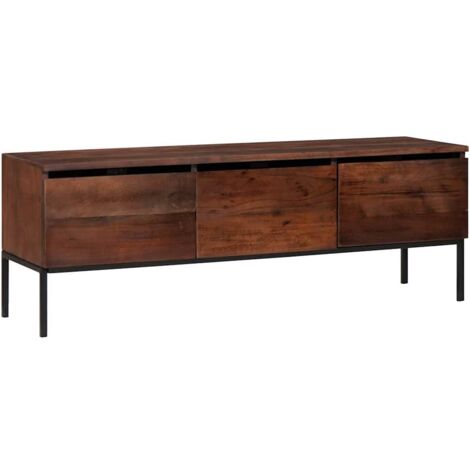 vidaXL Meuble TV marron miel 110 x 30 x 36 cm Bois d'acacia massif (1/5)